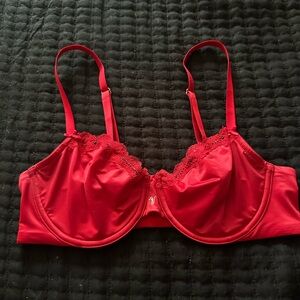 Victoria's Secret Red Satin Lace Bra